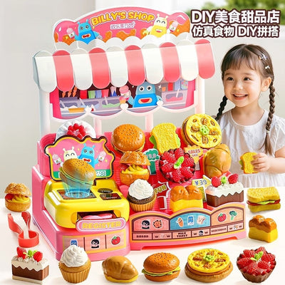 Kidsassemble cake ice cream burger dessert supermarket shelf voice cash register girl artificial play house toy