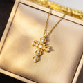 [titanium steel] fashionfashion full diamond cross necklace women's niche light luxury high-end stylishsweater chain jewelry
