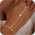 beautiful women's gold ring bracelet stylish layered adjustable chain jewelry finger chain gift