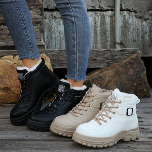 European station martin boots women's  autumn/winter new collection - british style genuine leather ankle boots, fashionable chunky sole, side zipper short boots