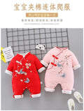 Baby quilted long sleeves one-piece baby girl 100-week dress chinese style thin cotton romper jumpsuit