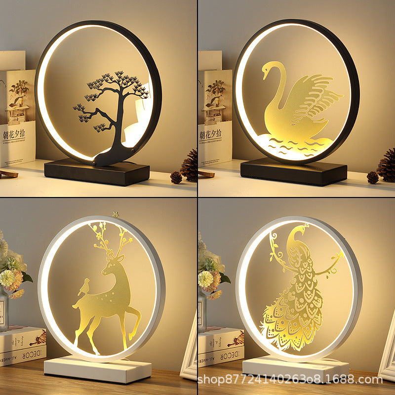 Minimalist modern stylish creative round table lamp - bedroom bedside lamp - cozy home & hotel - remote control dimmable touch lamp