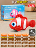 Electric simulation fish automatic sensor to avoid clownfish swing and move educational zoology crawling and chasing kids toys