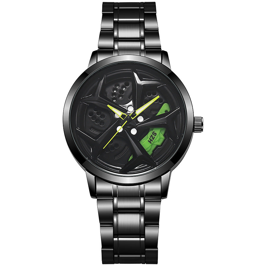 New creative tech men's steel band watch - hollow rotating dial quartz watch - dropshipping available