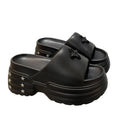 9cm chunky platform slides for women, summer 2025 new style, wedge sole outdoor summer sandals, height increasing for students