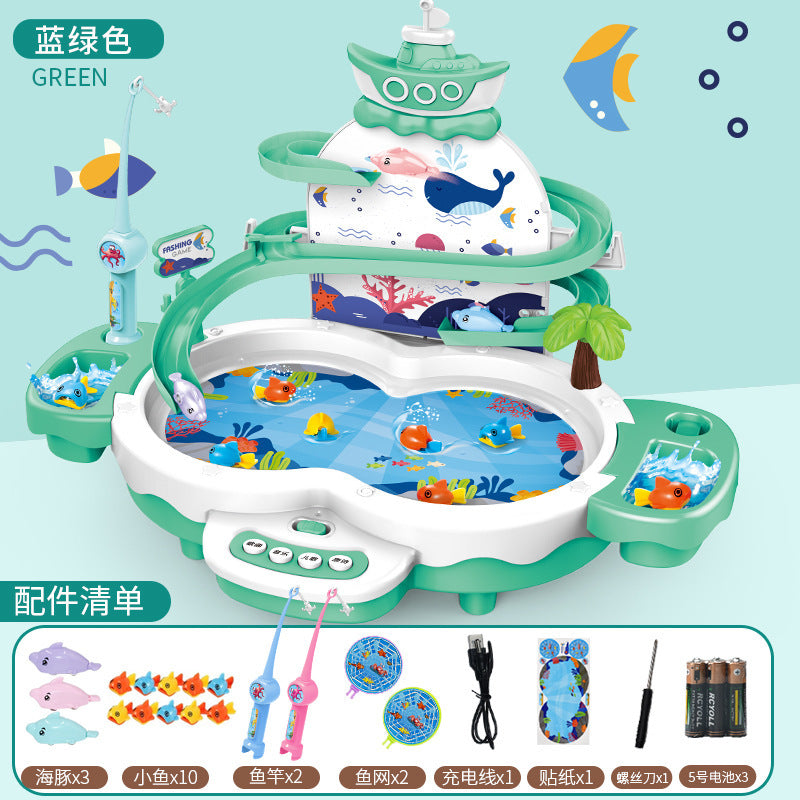 Multifunctional floating fishing game toy - magnetic fishing board, electric fishing, kids' toy for boys and girls, tabletop game