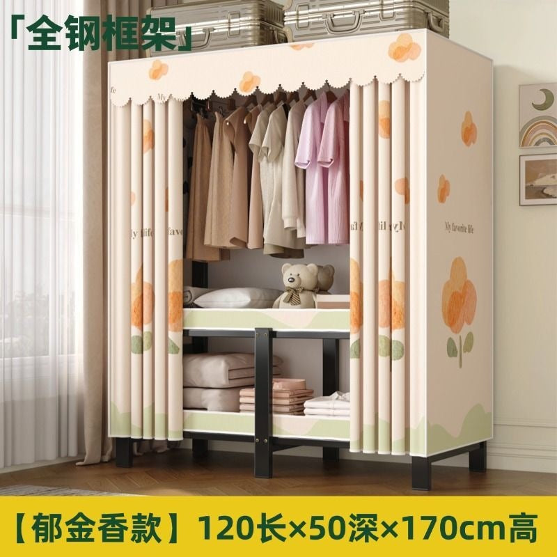 [yiwa] wardrobe for home bedroom installation-free foldable simple cloth wardrobe rental room full steel frame strong and durable clothes