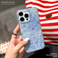Suitable for iphone17promax blue butterfly flower mobile phone case glue glitter apple 16 anti-fall protective cover