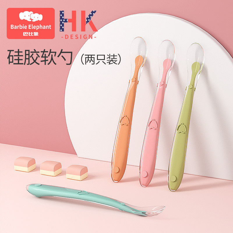 Newborn baby feeding spoon set - silicone soft spoons for water, food, and training - baby eating tools