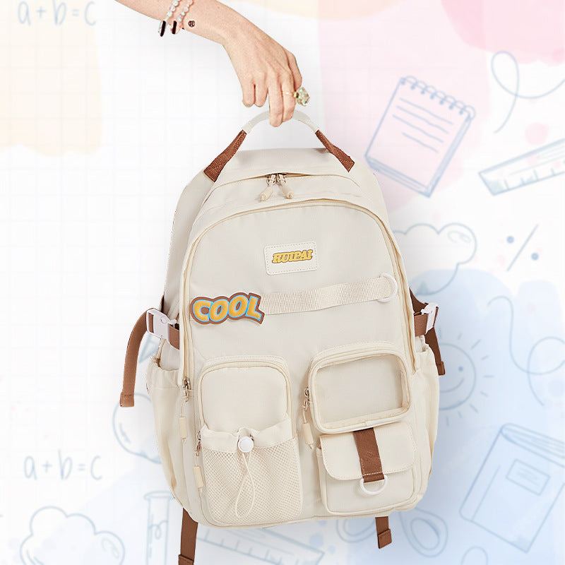 School bag University women's large-capacity dirt-resistant sixth grade spine care small food allowance pain bag backpack high school student travel backpack