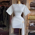 European and american women's clothing  autumn new collection: sweet and fresh round neck, sleeveless, high-waisted, slimming bodycon mini dress
