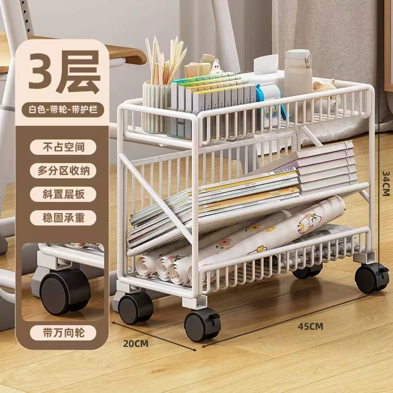 Classroom movable desktop bookshelf student textbook organizer floor storage rack children's home small bookshelf
