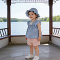 Girls' summer flutter sleeve  new floral print outfit, korean style chic lightweight three-piece set for baby girls