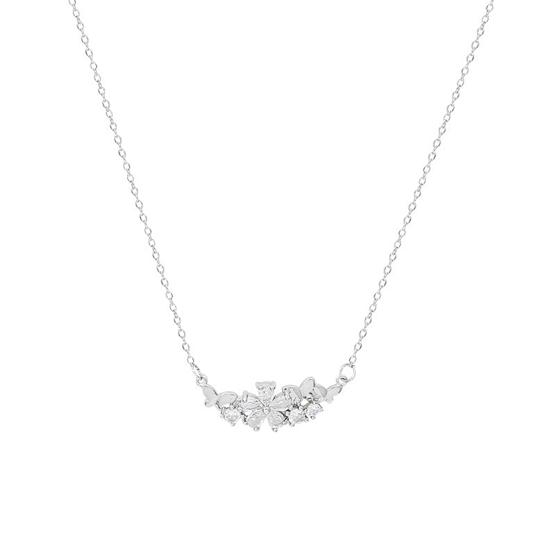 Irregular wisteria flower zircon necklace for women - spring, light luxury, high-end clavicle chain, 2026 new style, perfect for dress accessories
