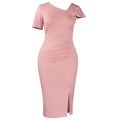 D621  european and american women's clothing new fashion elegant solid color asymmetrical neck bodycon african dress