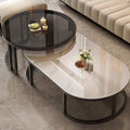 Rock slab coffee table living room for home small apartment 2025new arrivalaccessible luxuryclassy modern simple oval combination coffee table