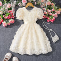 Girls' (toddler) dress, 3d rose embellished elegant party dress