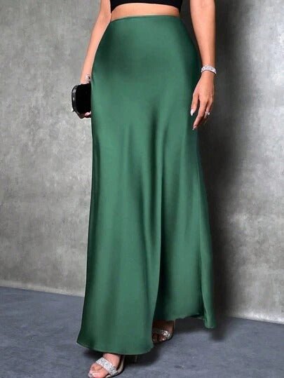 Export cross-border satin satin skirt spring and summer new arrivalfashion  casualartificial silk long skirt women's clothing