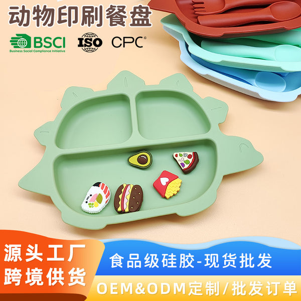 New food-grade silicone bowl baby feeding training pterosaur bowl suction cup bowl children's complementary food tableware silicone plate