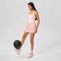 New women's backless sports dress with built-in bra pads, yoga tank dress, cool & breathable tennis pleated skirt d25028
