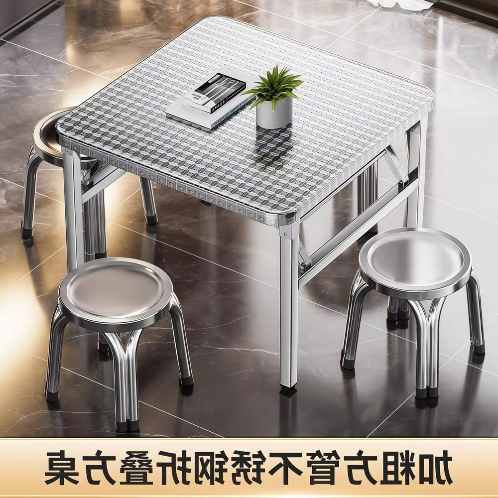 Extra thick stainless steel folding table - heavy duty, ideal for home, outdoor dining, commercial use, night markets, and bbq stalls
