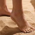 Amazon cross-border bohemia beach style anklet easiest for matchstylishniche style stainless steel double layer anklet