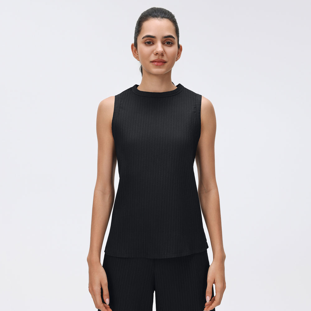 Women's casual activewear set: round neck sleeveless sports tank top & loose fit wide leg pants - perfect for tennis, yoga & more!