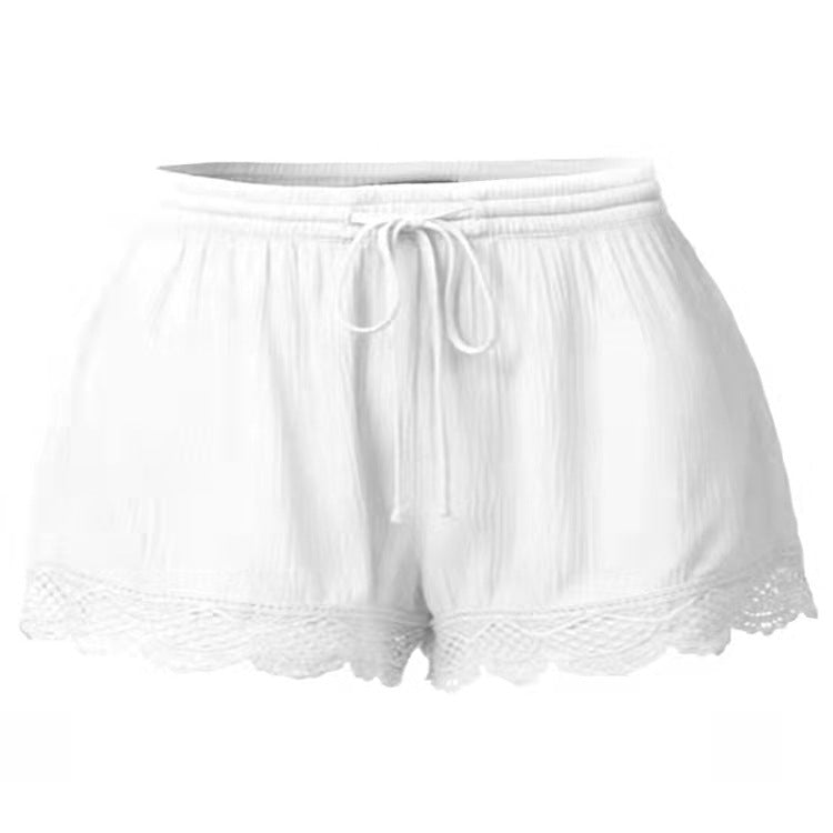 fashionsummerpure color lacetie backshortscasual pants for women in large quantities in stock