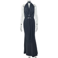 Fashion styleexport women's clothing waist pleated strap hip skirt halter neck sexy backless home plaid long dress