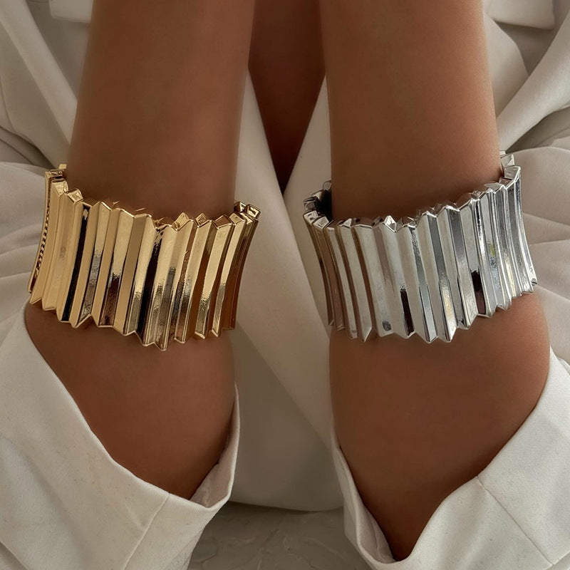 European and american cross-border e-commerce jewelry exaggerated irregular alloy bracelet stylish spring open bracelet women's wide face bracelet