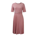D028 dress - women's foreign trade summer  short sleeve high waist yellow pleated skirt african plus size european and american style dress