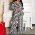 Q050 cross-border women's fashion  new v-neck puff sleeve cinched waist printed wide-leg plus size african european and american jumpsuit