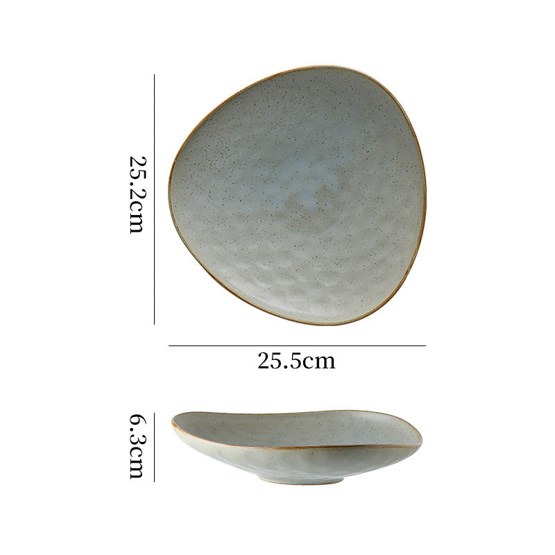 Personalized ceramic retro stoneware ceramic tableware triangular dessert plate restaurant hotel business ceramic salad plate