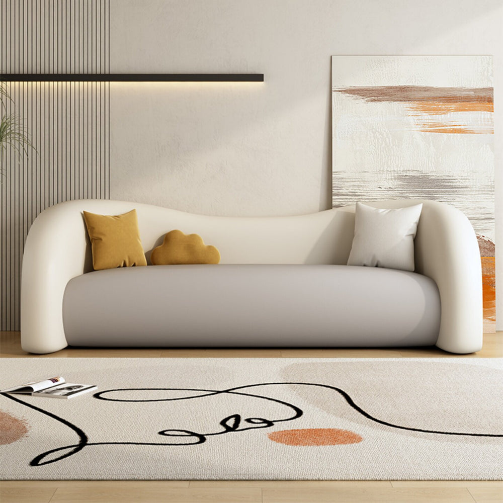 Accessible luxury curved sense of design lazy sofa beauty salon reception rest area bedroom living room fabric leather sofa