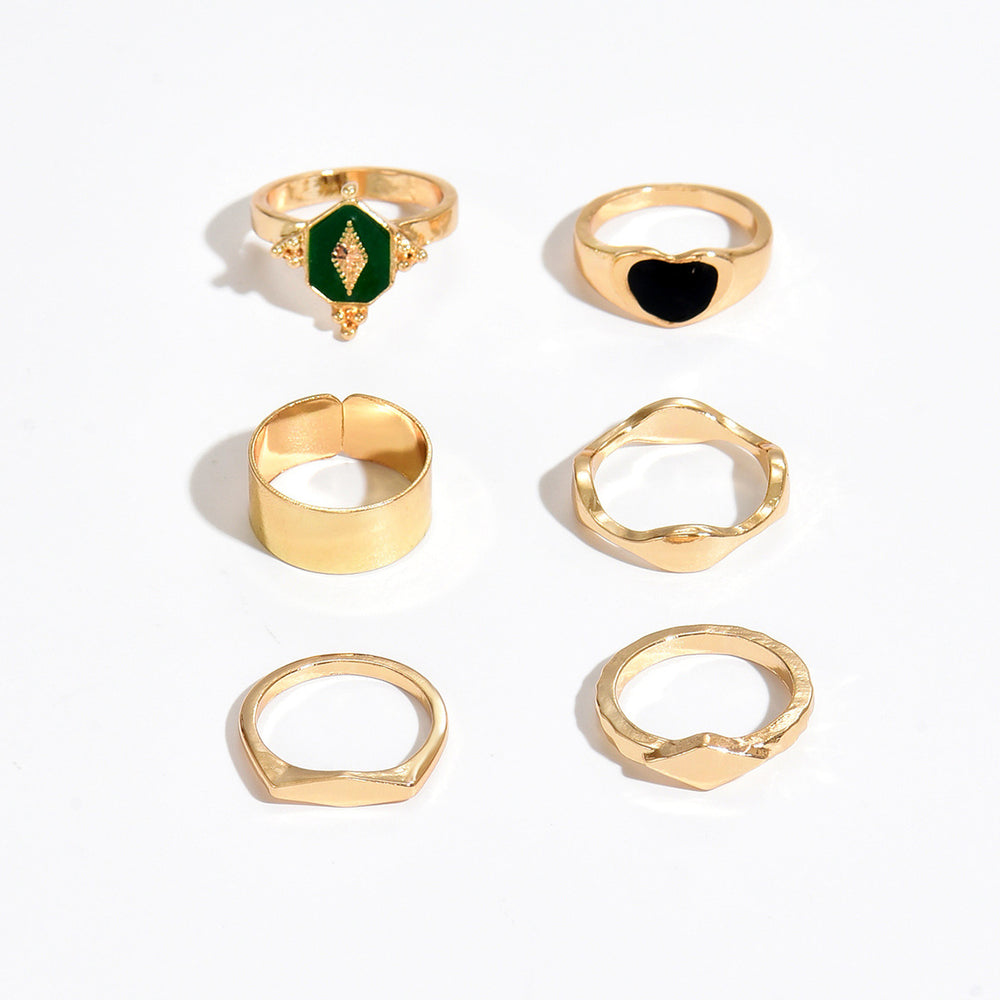 European and american cross-border ins heart-shaped ring personalized niche high-end stacked villa trendy popular style alloy ring jewelry