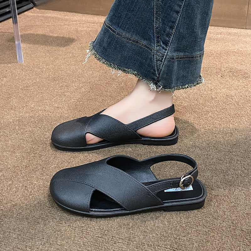 2025new arrival baotou roman sandals for women outwearsummerfrench baotou fairyfrench roman slippers for women