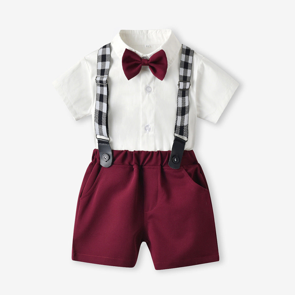 Boys' summer outfit set: new stylish baby trendy fashionable shirt, short-sleeve children's shirt, summer boys' shirt
