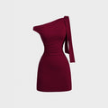 European and american style hot girl cross-border new solid color one-shoulder sleeveless patchwork tie-up bodycon mini dress for women