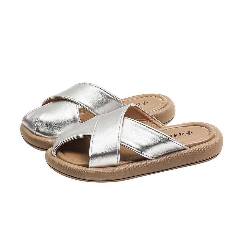 Vancahao baotou slippers summerflatsnew arrivalgirlretro one-piece slippers outwear sandals