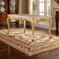 European-style rectangular dining table with marble top, luxury home dining set, deluxe table with six chairs, long table, square wooden table