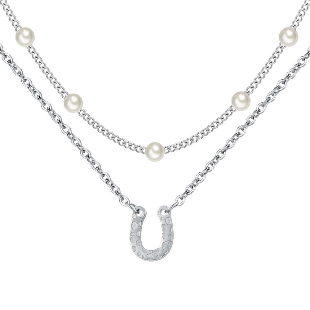 Double-layered pearl necklace for women stylishelegancecasual natural stone beaded clavicle chain fashionclassy sense necklace