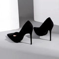 Women's high heels - new spring/autumn 2025 collection: black stiletto pointed-toe pumps, suede professional shoes, plus size available, export quality, formal dress shoes