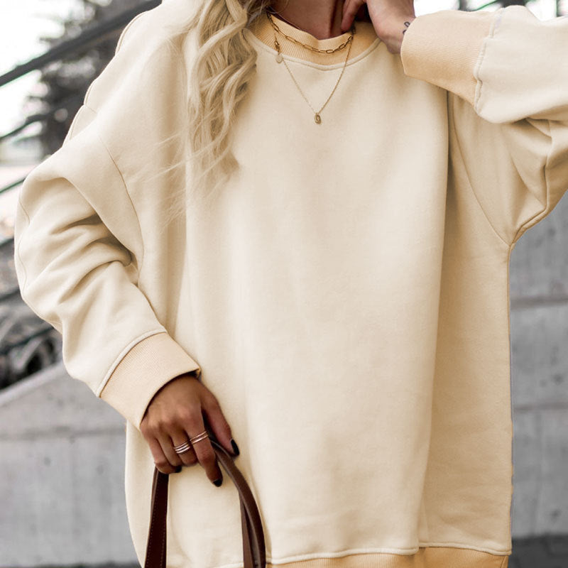cross-border e-commerce european and american women's clothing: new summer collection - fashionable round neck, relaxed fit, slim-fit long sleeve sweatshirt set