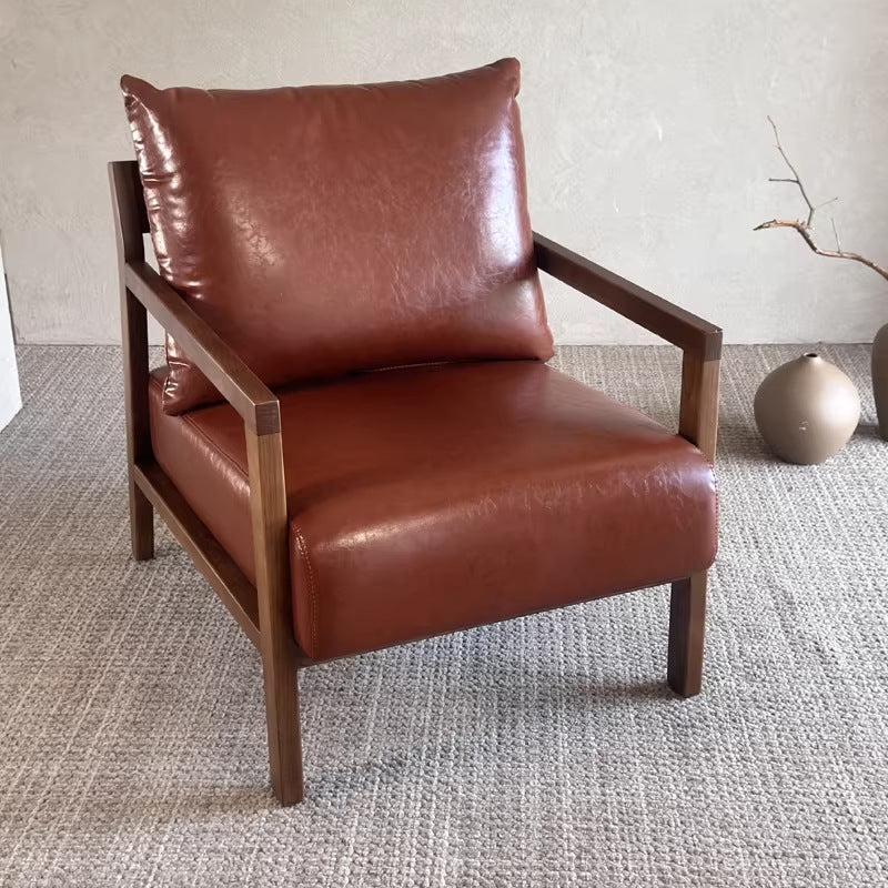 Nordic single sofa chair modern living room tech fabric leisure chair designer chair balcony japanese style solid wood sofa