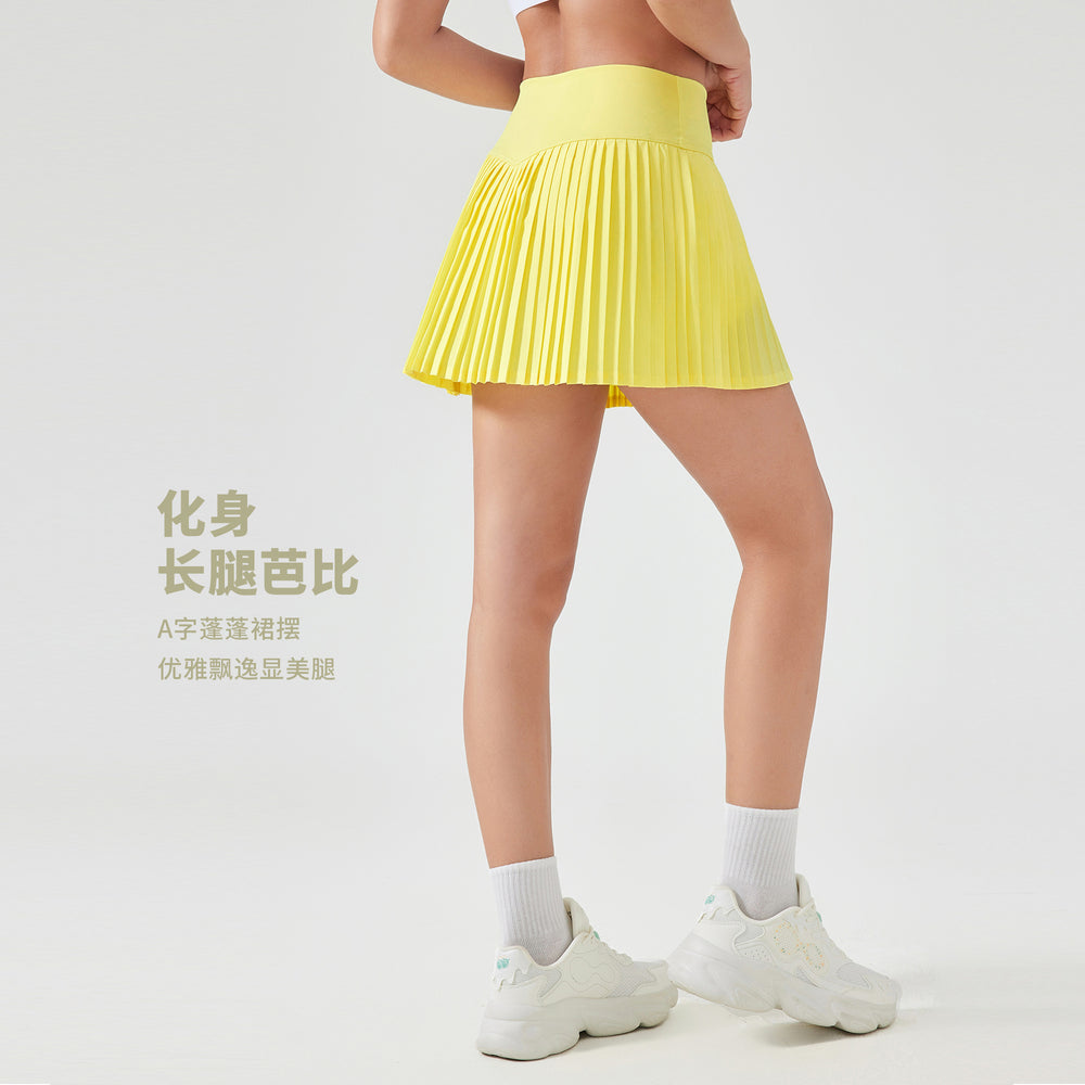 Carefully selected new water-cooled elastic fashionpleated skirt double-layer fashion tape three-point sports pants dk383