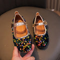 Girls'  spring new collection: sparkling soft-soled princess leather shoes for mid-to-large children - wholesale direct from the manufacturer, featuring hook-and-loop fasteners