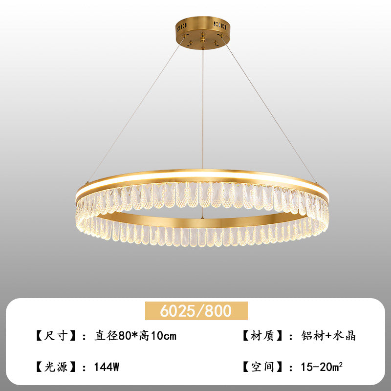 Italian light luxury crystal living room chandelier modern simple round master bedroom lighting creative dining room 2023 new