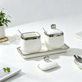 New ceramic seasoning jar set - complete home spice rack, salt & sugar bowl set with spoons - wholesale kitchen utensils