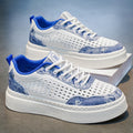 Men's summer breathable woven mesh versatile athletic casual trendy shoes - men's anti-slip thick-soled height-increasing white sneakers