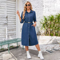 Fashion cross-border foreign trade women's clothing  independent station new washed casual denim dress short-sleeved long skirt trendy